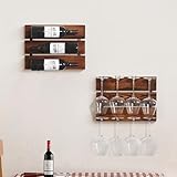 Estante de vino montado en la pared – Estante flotante para licor para el hogar, bar, cocina, comedor – Mini bar licor botella vitrina con soporte de vidrio