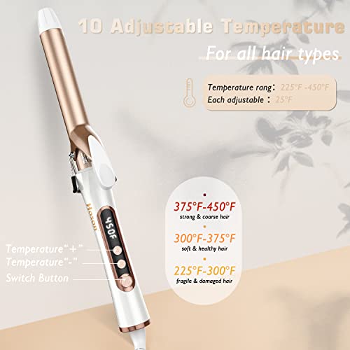 1-Inch Dual Voltage Professional Curling Iron, Heats Up to 450°F, Ceramic Tourmaline (Champagne Gold)