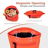 EPETKO Leckerlibeutel für Hunde mit Metall-Gürtelclip, Leistungsstarke Magnetverschluss Gerät Beutel Leckerli Hund Gürtel, Große Kapazität Hund Leckerli Tasche Beutel mit Poop Bag Dispenser (Orange)