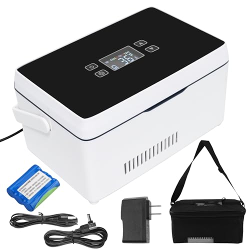 Enkreefi Electric Insulin Cooler Travel Case Box, Medication Cooler for Travel, Insulin Fridge Portable Insulin Refrigerator, Diabetic Travel Case, 32℉-64℉Temperature Control LCD Display(Large)