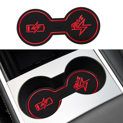 Tapete de silicona para portavasos Tesla Modelos 2021-2025 rojo miniatura 3