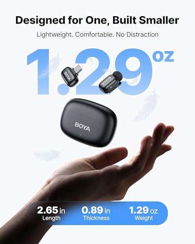 Image of BOYA mini 2 Wireless Lavalier Microphone for iPhone 15-17 /Android,Noise Cancellation,App Control, 48kHz /24-Bit, 30H Battery Mini Mic for Video Recording Interview Vlog(1TX + USB-C RX + Charging Case)