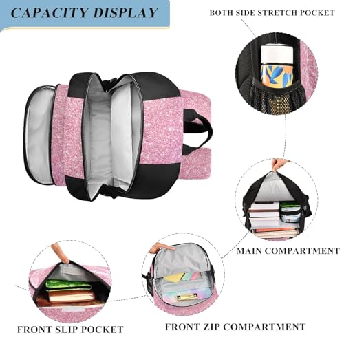 Plaaee Personalized Backpack Pink Glitter Custom Backpacks for School Back to School Gifts, Schoolbag for Boys Girls Kids4