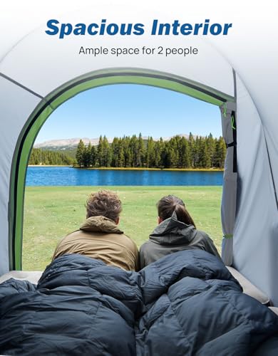 JOYTUTUS Pickup Truck Tent 6.0ft, Waterproof PU2000mm Double Layer for 2 Person, Portable Truck Bed Tent with Rainfly - Green, Fiberglass Pole