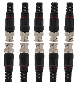Taapsee 10Pcs CCTV Connector BNC Adaptor Pure Copper BNC Connector for Balun CCTV Surveillance Camera Accessories (Black)