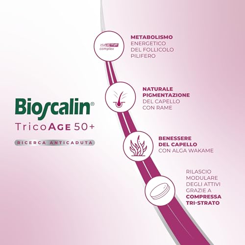 BIOSCALIN TRICOAGE 50+ - Integratore Anticaduta indicato per capelli più maturi - 60 compresse - 4