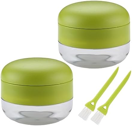 2PCS Garlic Presses, Garlic Chopper, Stainless Steel Blades Cutter, Crusher, Mincer, and Storage Container - Includes 2PCS mini Brushes - Suitable for both Home and Camping – (Green)