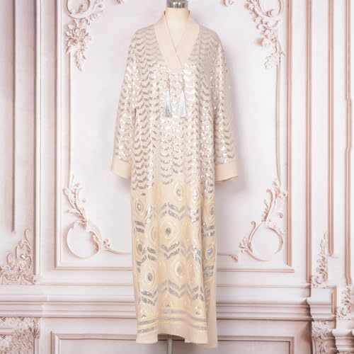 Vestido bata holgado con borlas y diseño en capas para mujer 6
