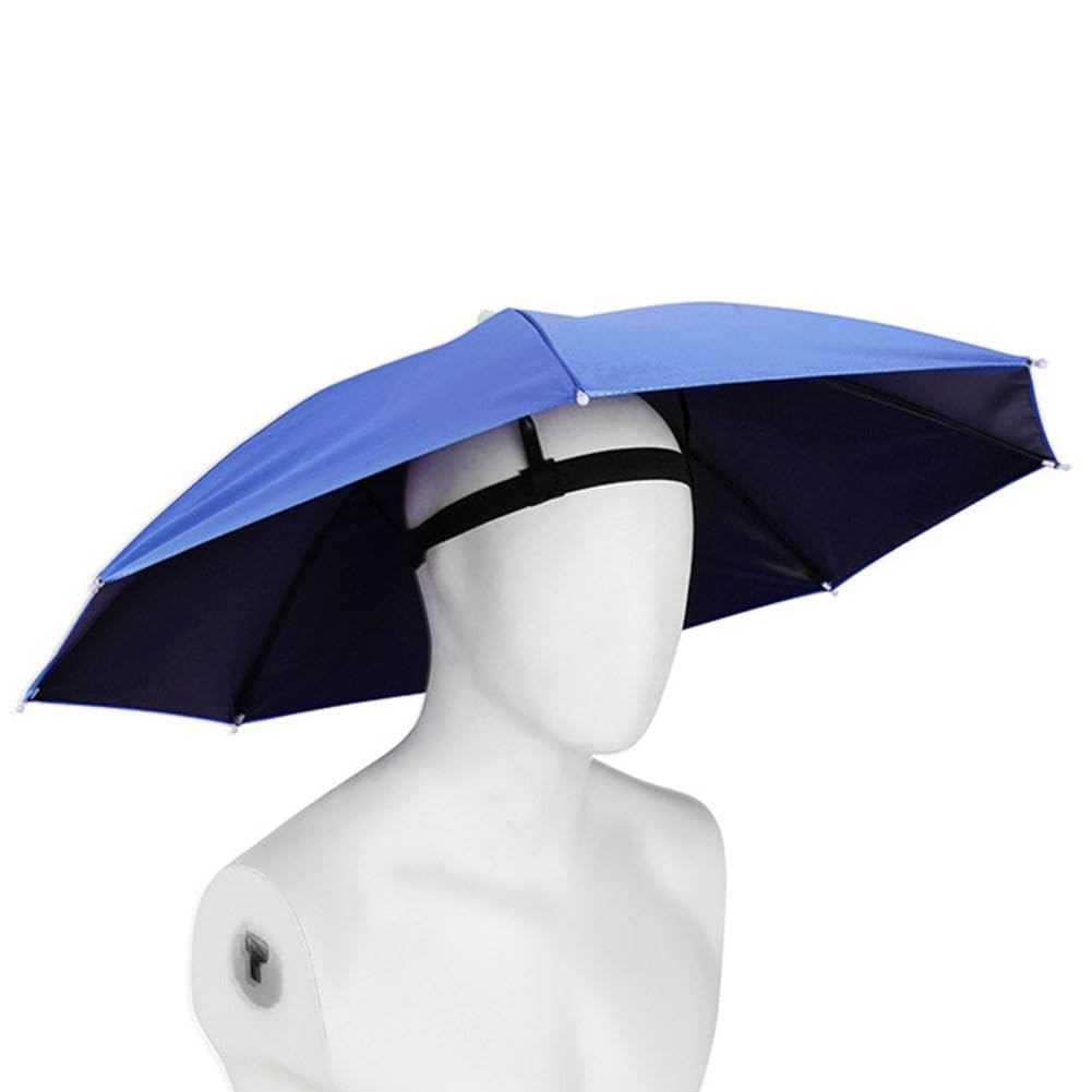 Umbrella Hat, 27 inch Fishing Umbrella Hat Hands Free Foldable UV Protection Umbrella Cap Adjustable Headwear for Fishing