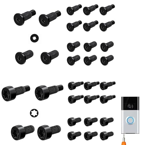 32-Piece Screw Set for Ring Video Doorbell T6 & T15 Security Torx Screws Spare Parts(4 Types 32 in 1 Screws Only) Compatible with Ring Video Doorbell 2 3 Pro & Elite UK Fast Delivery