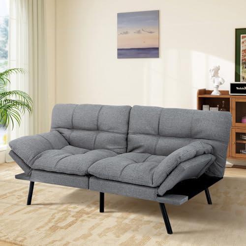 MUUEGM Faux Leather Futon Sofa