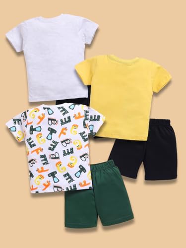 Image of Toonyport Boys Summer 3 Packs Of T-shirts and Shorts Combo Set (Multicolors)