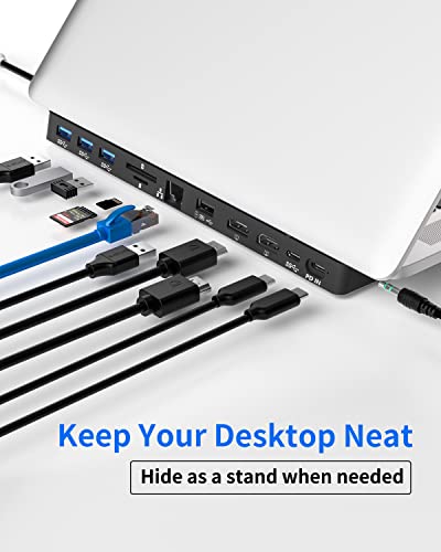 Usb C Docking Station Dual Monitor: Newq 12-In-1 Usb C Hub With Dual Hdmi 4K@30Hz, 4*Usb, Usb-C, Audio, Ethernet, Sd/Tf, Pd 100W, Thunderbolt 3 | 4 Dock For Macbook Pro Air, Hp, Dell, Lenovo, Acer #TOP5