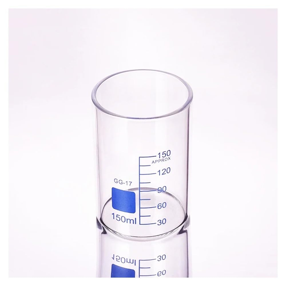 Attrezzature e forniture di laboratorio Becher in vetro borosilicato di forma bassa senza beccuccio, capacità 150 ml, diametro esterno = 60 mm, spessore 2,8, altezza 87