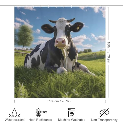Vache rideau de douche imperméable à séchage rapide avec 12 crochets robustes