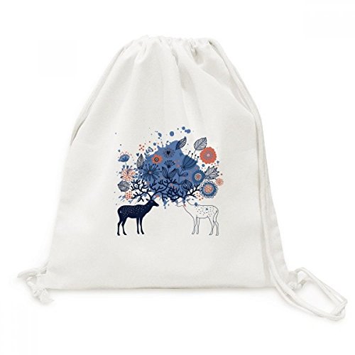 Toile drawstring backpack moose et feuilles sac léger