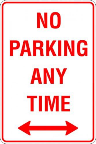 No Parking Any Time Span Arrow Sign Metal Tin Sign 8 x 12 inch for Industrial & Commercial