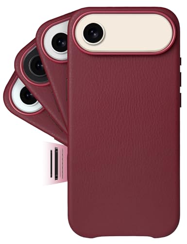 Housse en cuir iPhone 17 Air rouge antichoc et protectrice MagSafe