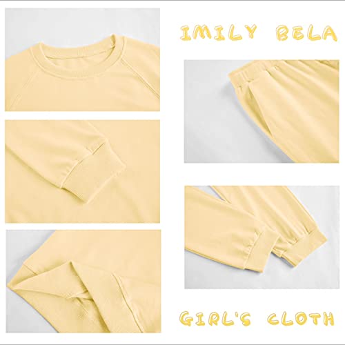 Imily Bela Kids Girls Sweatsuit Lounge Sets Crewneck Sweatshirt Casual Drawstring Sweatpants With Pocket #TOP3