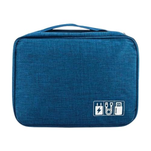Estojo Organizador de Cabos Acessórios Eletrônicos Para Viagem Bolsa Portátil Multifuncional (AZUL)