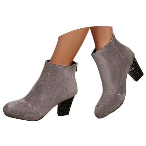 KBOPLEMQ Botines para mujer con tacón, botas de ante, veganas, elegantes, cómodas, botas anchas, vintage, ligeras, retro, zapatos de otoño, hippie, botas occidentales, botas de equitación, O gris., 37 KBOPLEMQ Botines para mujer con tacón, botas de ante, veganas, elegantes, cómodas, botas anchas, vintage, ligeras, retro, zapatos de otoño, hippie, botas occidentales, botas de equitación, O gris., 37