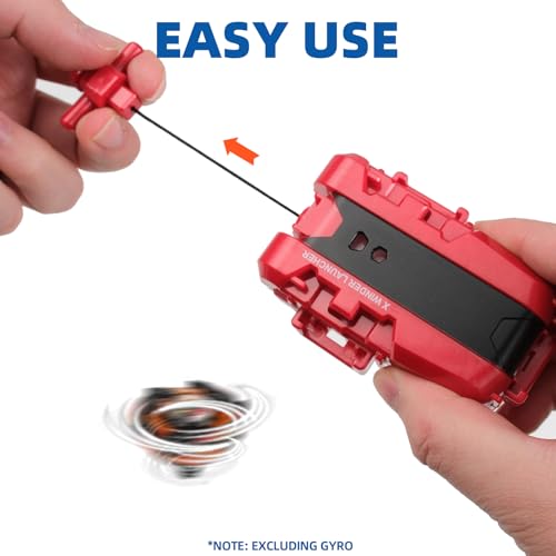 2 Pack X String Launcher, X Gyro Launcher Set for Players Battles, Only Work with X Right Spinning Tops (Red + Black)