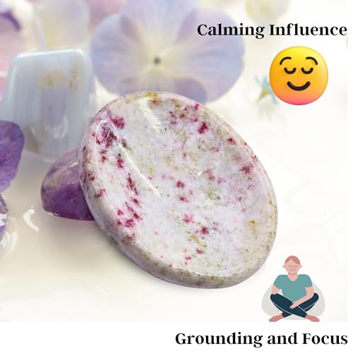 Image of Certified Cinnabarite Crystal Thumb Worry Pebbles Stones for Anxiety Stress Relief Massage - AAA Grade Original Healing Gemstone Agate Rubbing Stone for Yoga Meditation Spiritual Reiki Feng Shui