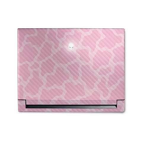 Image of MightySkins Carbon Fiber Skin Compatible with Alienware M18 R1 (2023) Full Wrap Kit - Pink Giraffe | Protective, Durable Textured Carbon Fiber Finish | Easy to Apply & Change Styles | Made in The USA