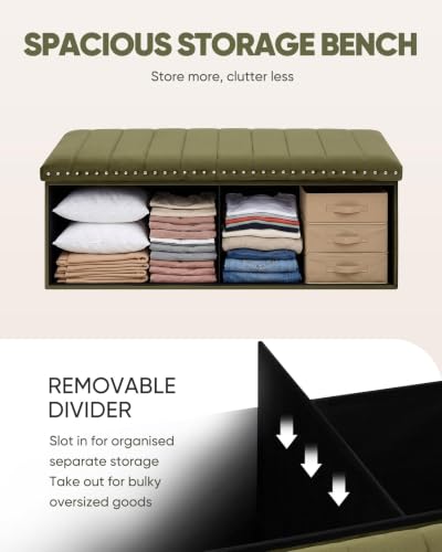 Image of B FSOBEIIALEO 43 inch Tufted Storage Ottoman Bench Storage Chest, Olive