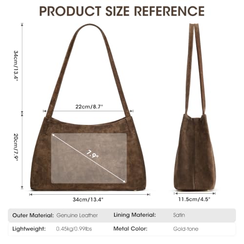 Image of Kattee Genuine Leather Purse and Handbag for Women, Soft Hobo Bag