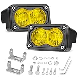Niking Auto Yellow LED Pods Light 2Pcs 3 Inch 40W Yellow Fog Lights Motorcycle Driving Light Amber Flood Small Pods Off Road LED Chase Ditch Lights for Trucks Motorcycle UTV SUV ATV Surron