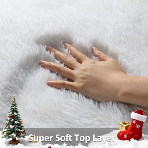 image for Ophanie White Rugs for Bedroom Fluffy, 4x6 Nursery Soft Fuzzy Shag Plu