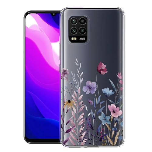 Kaywzo Cover per Xiaomi Mi 10 Lite,Custodia in Trasparente TPU con Modello del Modelli di Fiori Colorati,Ultra Sottile Donna Silicone Phone Protezione Case Cover-4