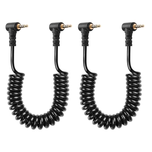 CERRXIAN Câble audio 2,5 mm, TRRS 4 pôles mâle vers mâle stéréo audio auxiliaire cordon enroulé pour caméscope, appareil photo, télécommande d'appareil photo, casque (ML to ML)