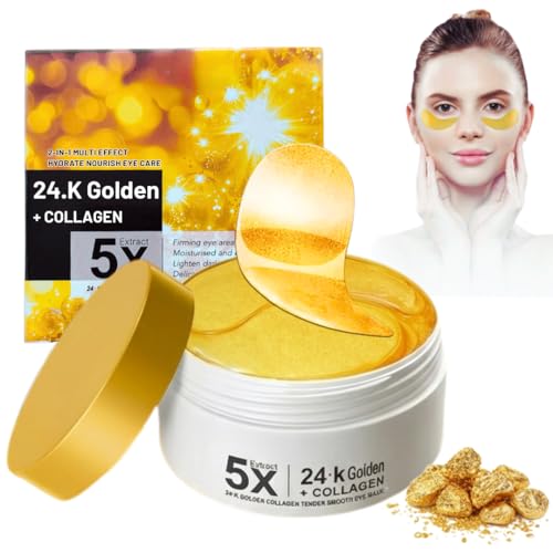 Montegoni 24K Gold Under Eye Gel Patches (80 PCs) Collagen Eye Masks for Dark Circles Puffy Eyes & Wrinkles Hydrating Gel Eye Patches for Men & Women