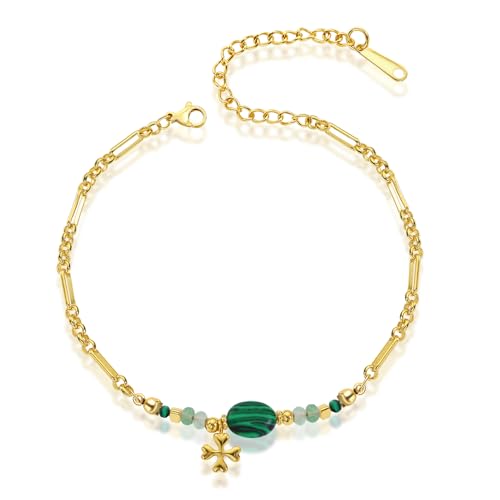 Four Leaf Clover Bracelet for Women | 18K Gold Plated Lucky Charm Bracelet | Adjustable Non Tarnish Gift Jewelry for Her