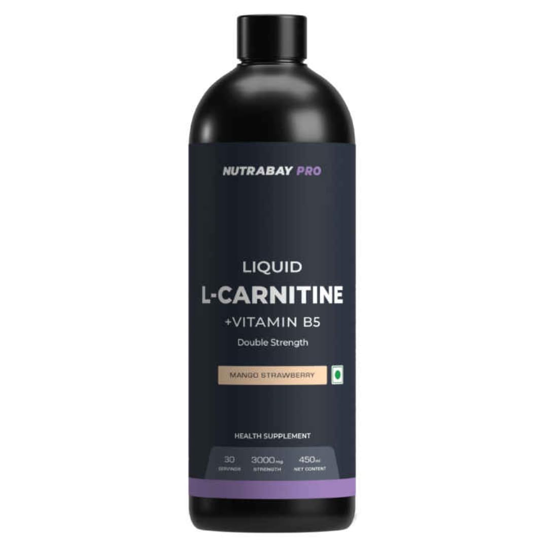 Nutrabay 3000mg Liquid L-Carnitine + Vitamin B5 - Mango Strawberry, 450 ml