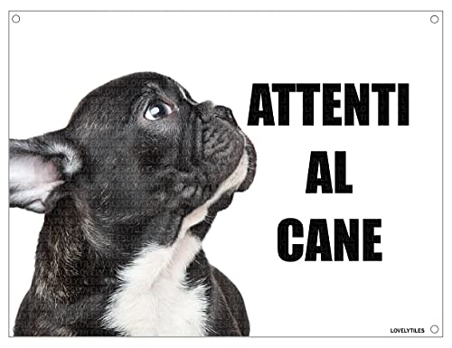 BULLDOG FRANCESE attenti al cane mod 2 TARGA cartello IN METALLO (15X20)