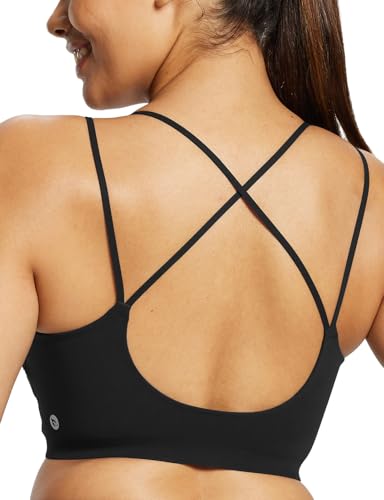 Image of baleaf everleaf Women's Sports Bra Longline, Molded Cup Yoga Bra Thin Strap Low Impact Workout Crop Tank Tops