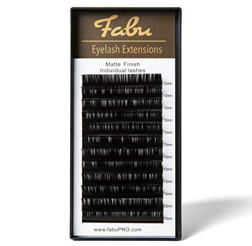 Professional Premade Fans for Lash Extensions – Handmade Volume Lash Fan Mix Tray – Natural Look, Cruelty-Free Mink Lashes for False Eyelash Extension Kit by Fabu, Black, 10-16mm, Classic 0.12 C-curl