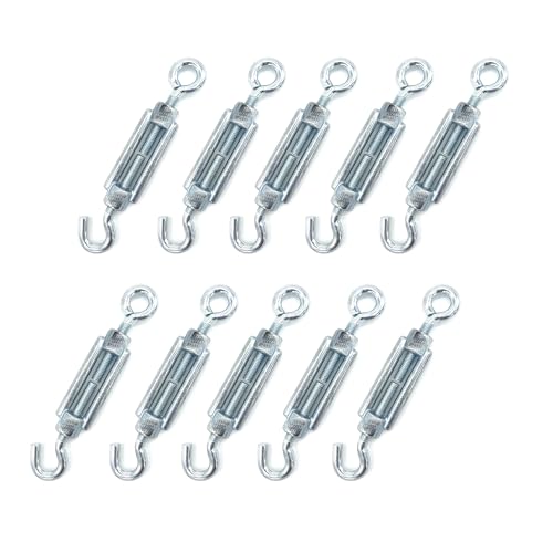Kippen 1205AK - Confezione da 10 Pezzi di Tenditore con Gancio e Occhiello in Acciaio Zincato. Misura 5 mm.