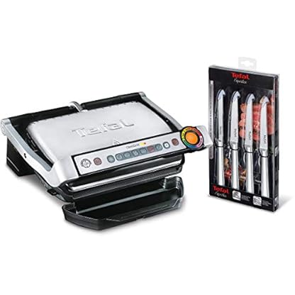 Tefal Kontaktgrill GC702MS.99 OptiGrill mit Tefal Steakmesser-Set
