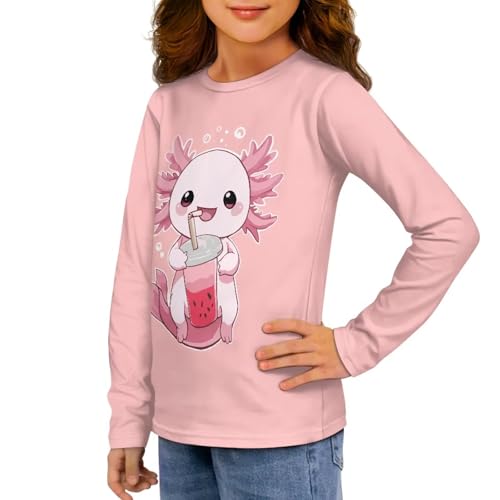 Image of Girls Long Sleeve T Shirt Cute Cartoon Crewneck Shirt for Kids 3-16Y Fall Winter Clothes