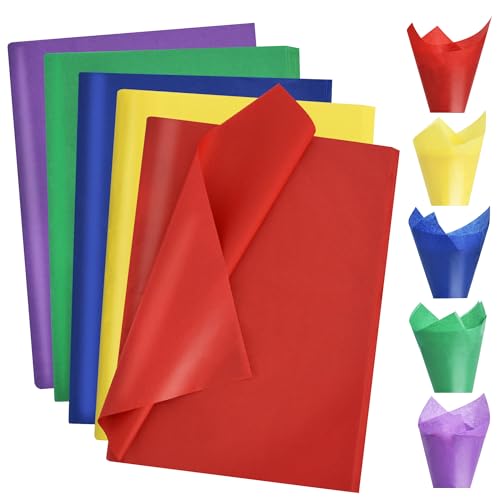 Image of BEISHIDA 100 Sheets 5 Color Tissue Paper Bulk, Wrapping Tissue Paper for Gift Bags, 14 x 20 Inch Gift Wrap for Birthday Wedding Graduation DIY Crafts Holiday Flowers(Colorful Series)