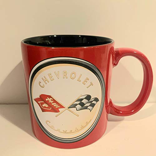 Silver Buffalo GM Chevrolet Red Retro Flag Ceramic Mug, 20-Ounce