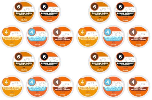 Image of Variety Pack Sampler of K-Cups Coffee Pods-Original, Dark, Caramel, Hazelnut & French Vanilla Coffee-for Keurig Brewers- (24 Count) (Pack of 4)