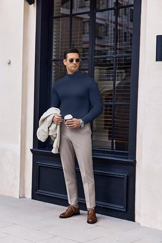 Ekouaer Mens Turtleneck Long Sleeve Shirts Lightweight Undershirt Pullover — view 3