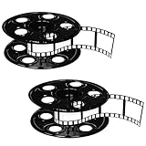 Beistle Movie Reel with Filmstrip Centerpieces, 2-Count Thin Plastic 3D Cinema Reels with 15-Foot Filmstrips, Customizable Hollywood Party Decorations for Red Carpet Events & Theater Themes, 9"