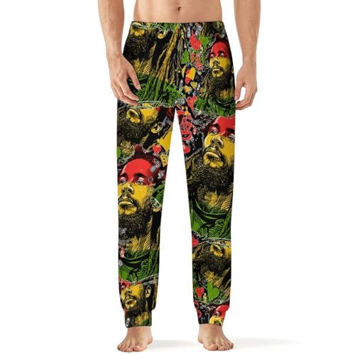 Rasta Reggae Rastafarian Rastaman Men's Pajama Bottoms Sleep Lounge Soft Comfy Pants Sleepwear