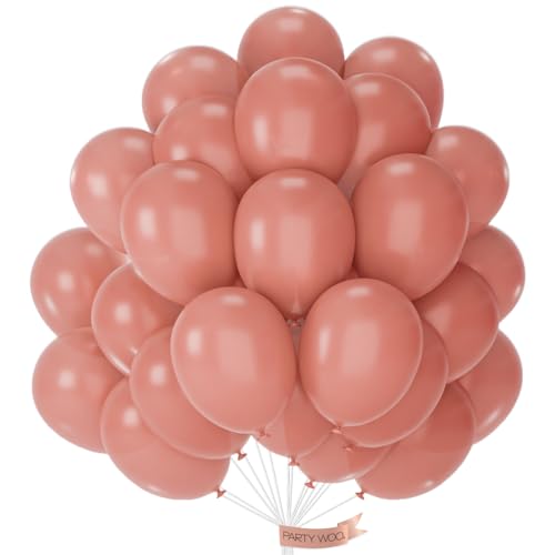 PartyWoo Globos rosas retro, 50 globos de 10 pulgadas de color rosa salmón, globos rosas para arco de guirnalda de globos como decoración de fiesta, decoración de cumpleaños, decoración de boda